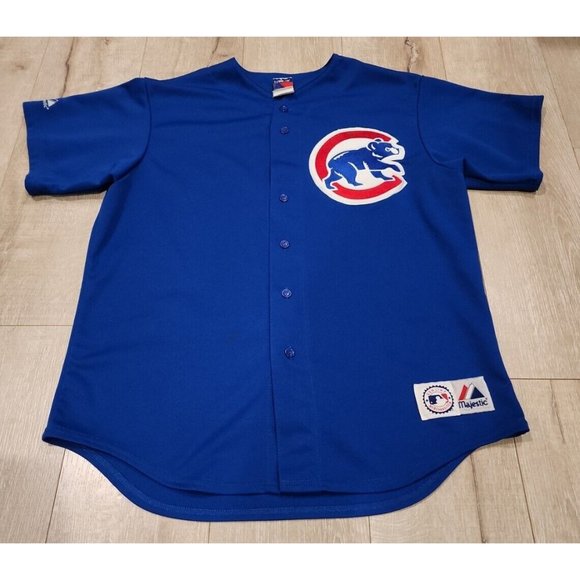 Majestic Other - Vintage Majestic Chicago Cubs Jersey Blue Made USA Button Print Mens Sz 44 L